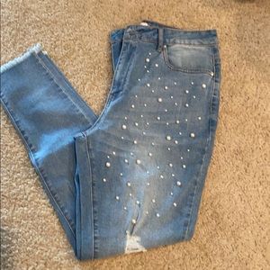 Forever 21 pearl embellished jeans